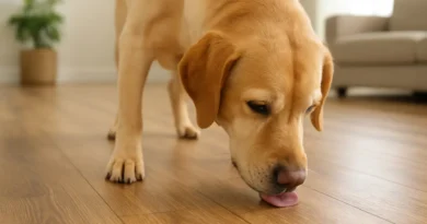 dogs licking floors