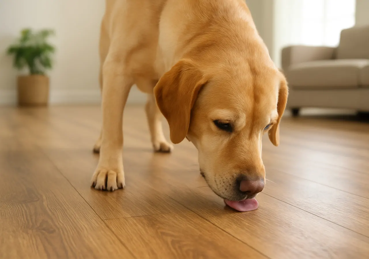 dogs licking floors