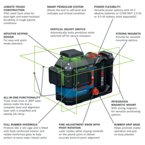 Bosch GLL330-80CGL 18V connected 360 green laser level