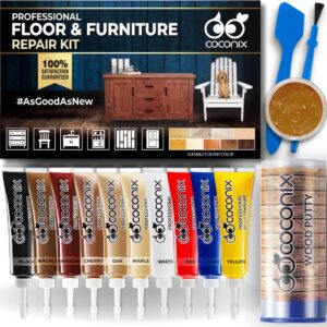 Coconix floor and furniture repair kit with wood repair compounds, epoxy putty and applicators