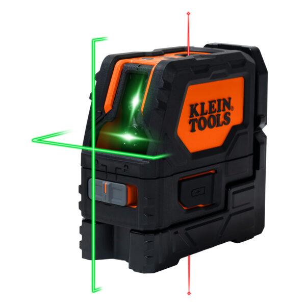 Klein Tools 93LCLGR rechargeable green cross-line laser with red plumb spots