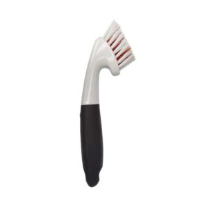 OXO Good Grips grout brush with narrow white bristle head and black grip