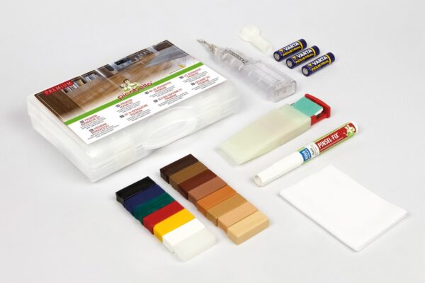 Picobello G61403 Premium hard wax floor repair kit with wax sticks, battery melter and repair tools