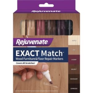 Rejuvenate Exact Match wood furniture and floor repair markers in six natural wood tones