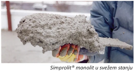 Simprolit monolit u svežem stanju