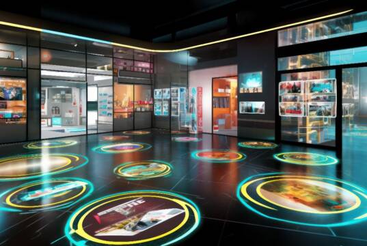 interaktivni podovi sa kružnim aplikacijama u šoping centru