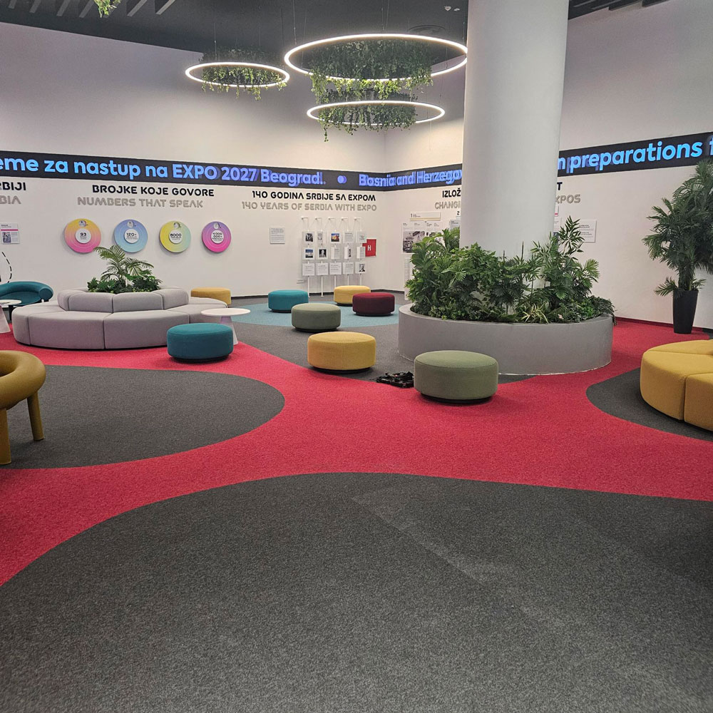 BLOQ Traditional tekstilne ploče u showroom-u EXPO 2027 / foto: MODULARNI PODOVI