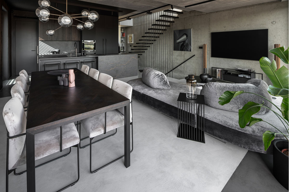 Projekat Hrenenky, podne obloge u enterijeru trpezarije i dnevne sobe / foto: Martin Zeman