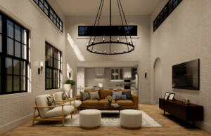 Matirana i reljefna završna obrada drvenih podova Mat završna obrada drvenih podova u enterijeru dnevne sobe