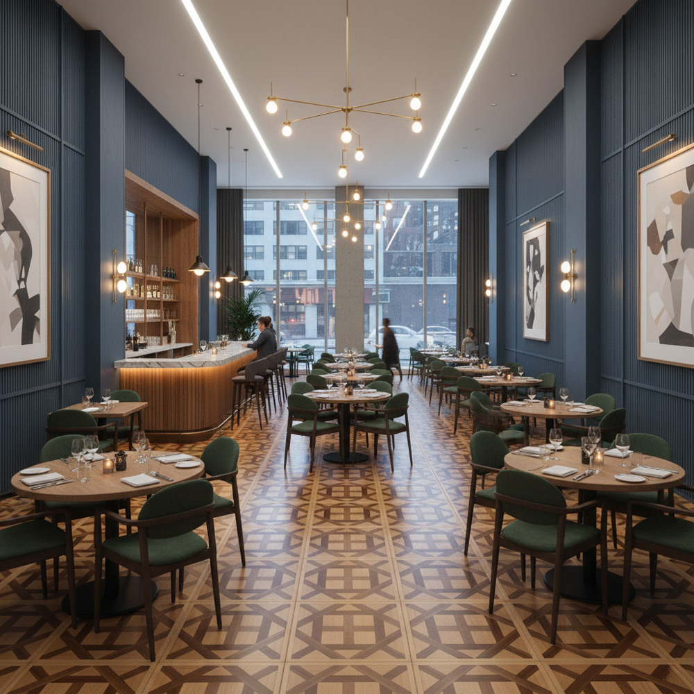 Drvoprodex podovi u enterijeru kafića / foto: Drvoprodex