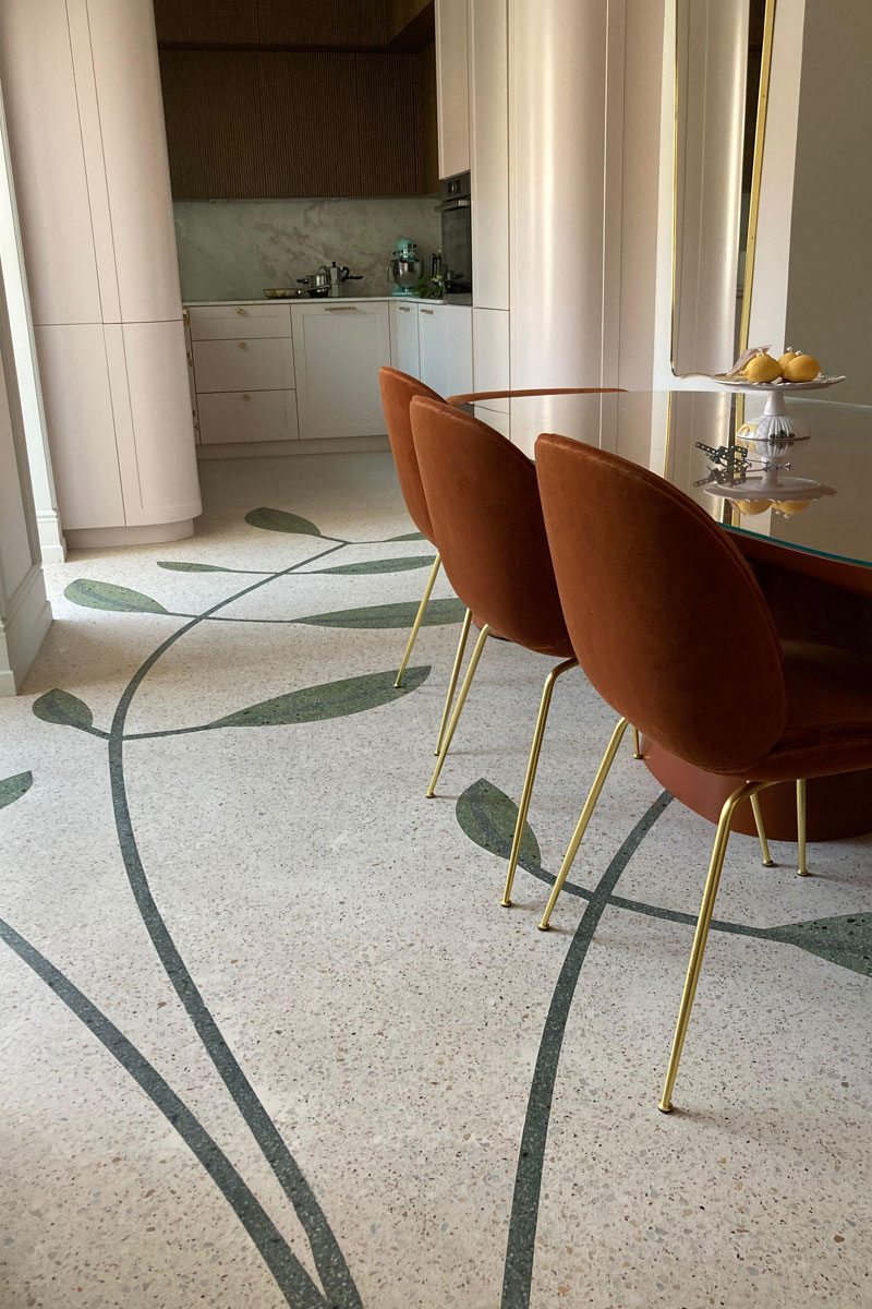 Terražžo pod u enterijeru trpezarije / foto: Vujnović enterijeri