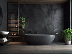 Crni podovi u kupatilu: Elegantan izbor koji nikada ne izlazi iz mode Crni podovi u kupatilu / foto: freepik.com