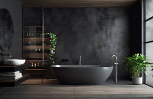 Crni podovi u kupatilu: Elegantan izbor koji nikada ne izlazi iz mode Crni podovi u kupatilu / foto: freepik.com