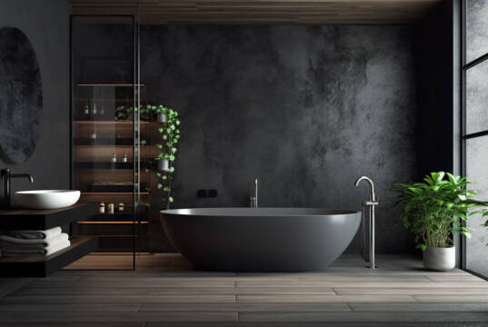 Crni podovi u kupatilu: Elegantan izbor koji nikada ne izlazi iz mode Crni podovi u kupatilu / foto: freepik.com